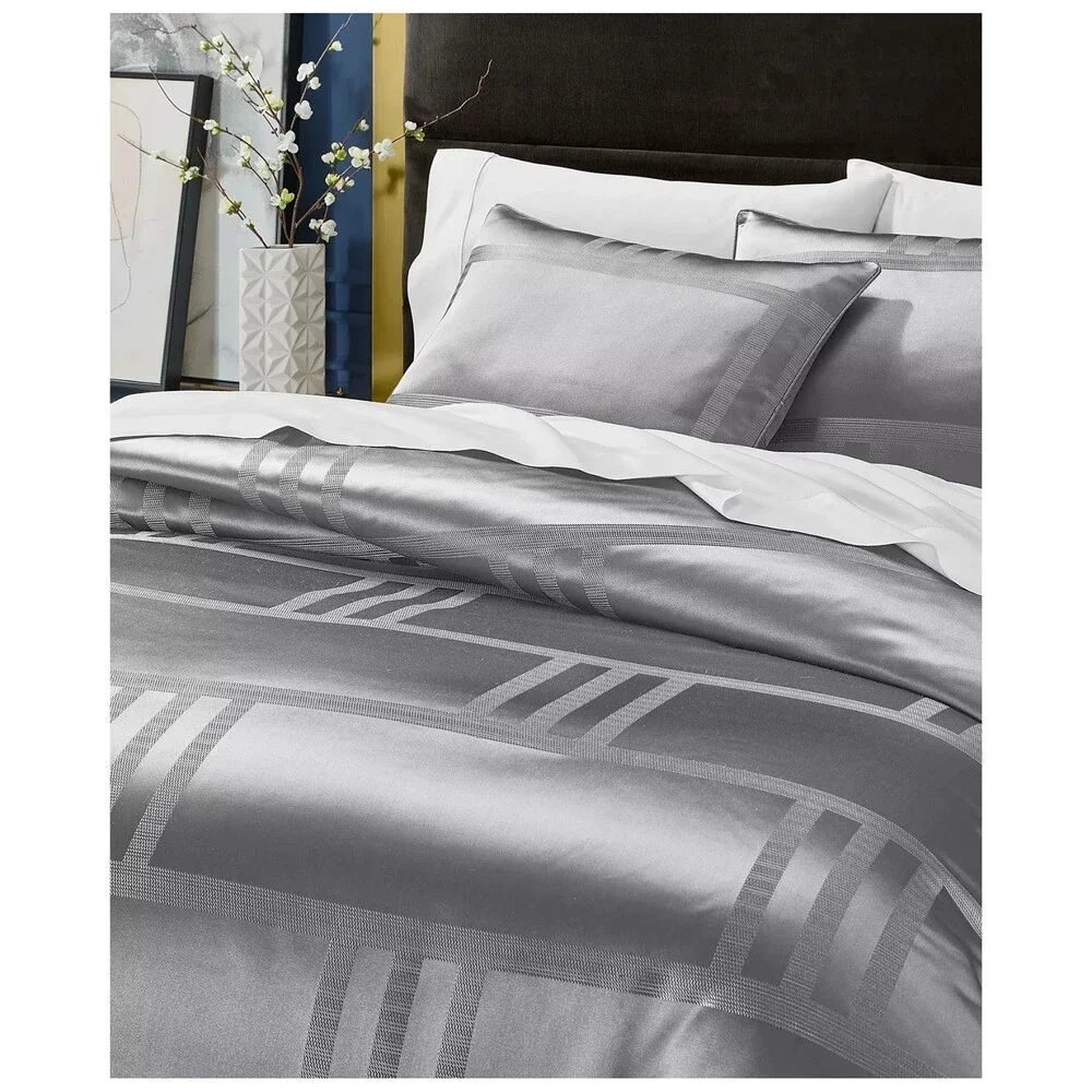 Hotel Collection Structure Charcoal 3-Piece King Duvet Cover Set Geometric